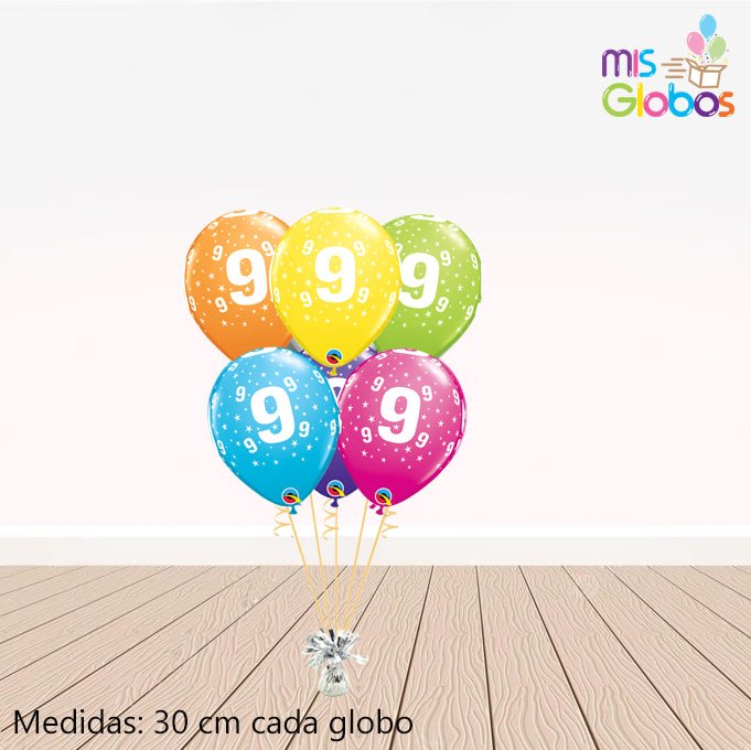 Globos látex con el Nº 9 - Mis Globos