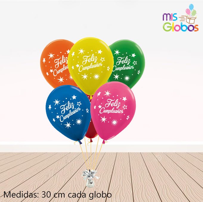 Globos látex Feliz Cumpleaños Destellos - Mis Globos
