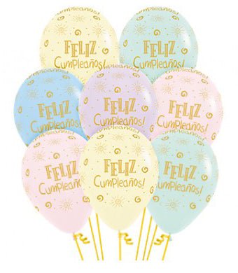 Globos látex Feliz Cumpleaños pastel - Mis Globos