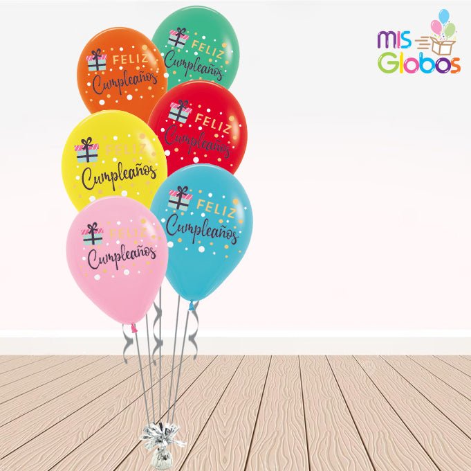 Globos látex Feliz Cumpleaños regalo - Mis Globos