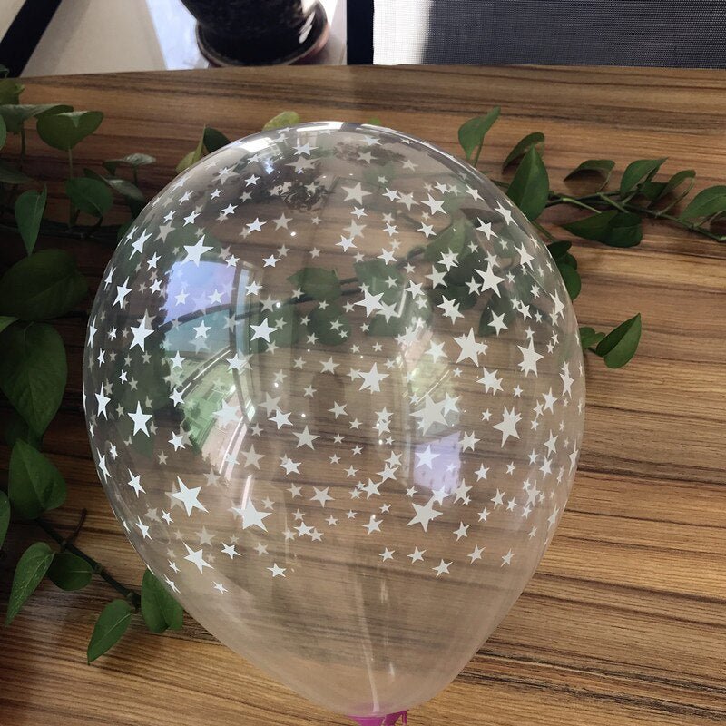 Globos látex Transparentes con estrellas
