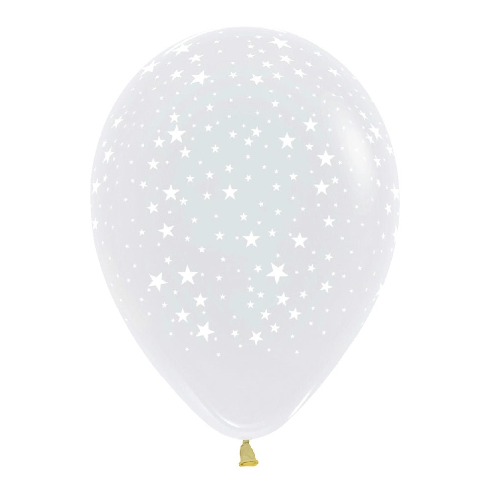 Globos látex Transparentes con estrellas