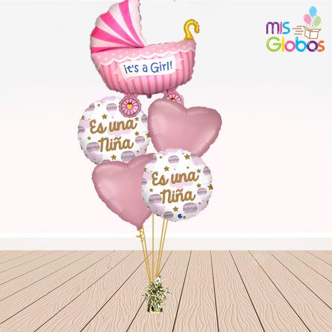 Kit de 5 globos Nacimiento Niña - Mis Globos