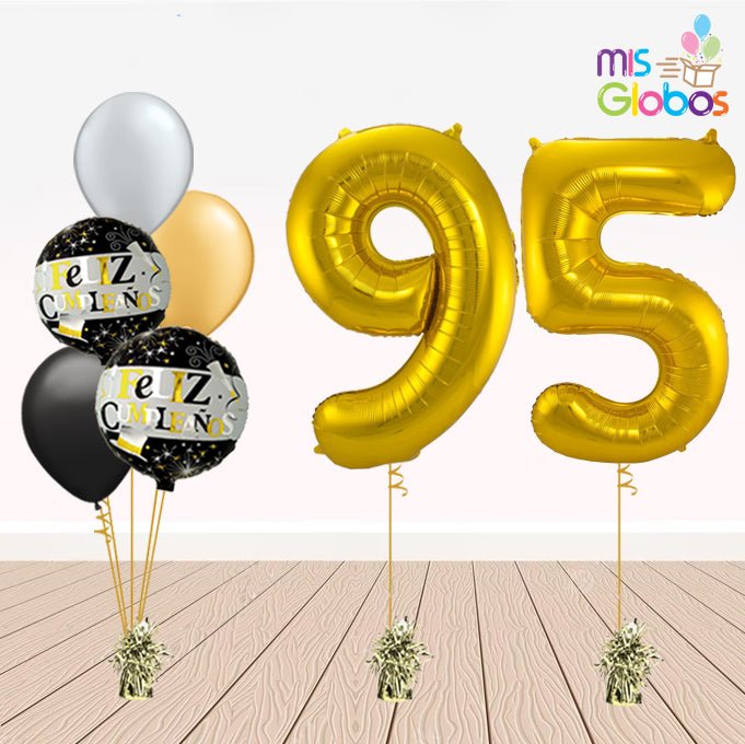 Pack Doble cumpleaños Animado Oro - Mis Globos