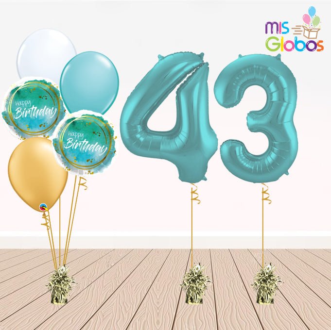 Pack Doble cumpleaños Animado Turquesa - Mis Globos