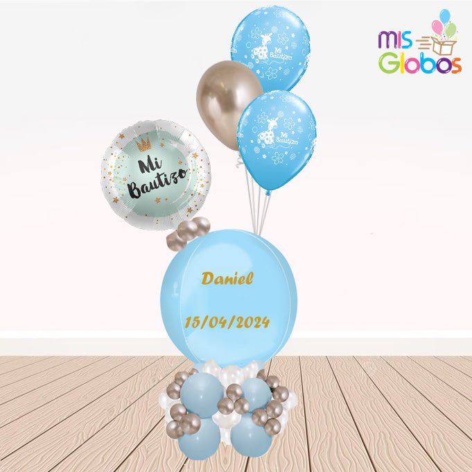 Ramo Ataraxia Bautizo azul círculo - Mis Globos