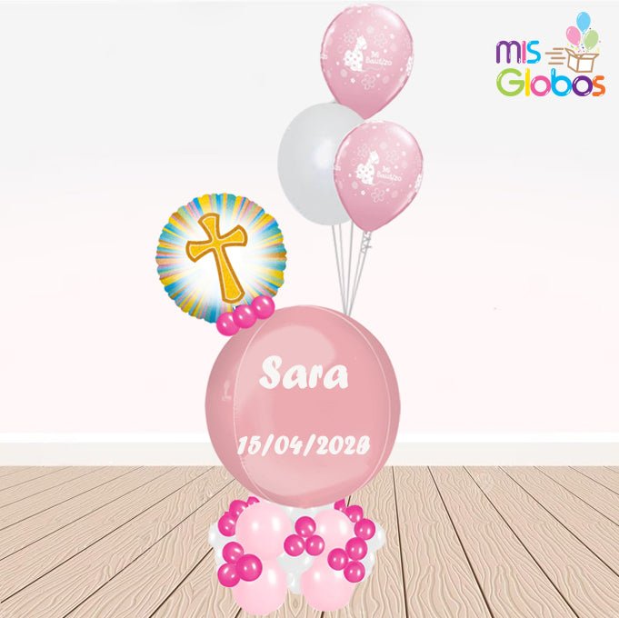 Ramo Ataraxia Bautizo rosa cruz - Mis Globos