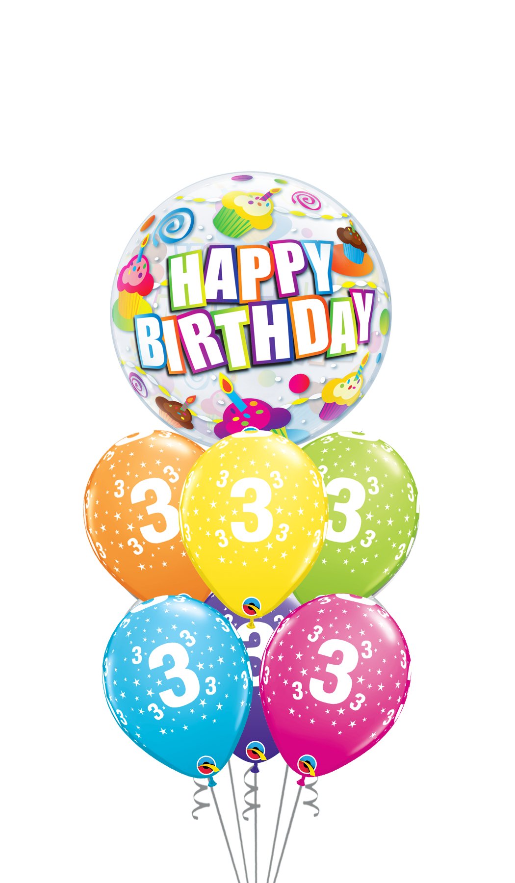 Ramo Cumpleaños Nº 3 burbuja - Mis Globos