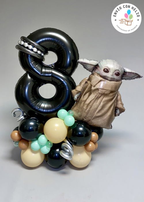 Ramo de globos Baby Yoda + Número