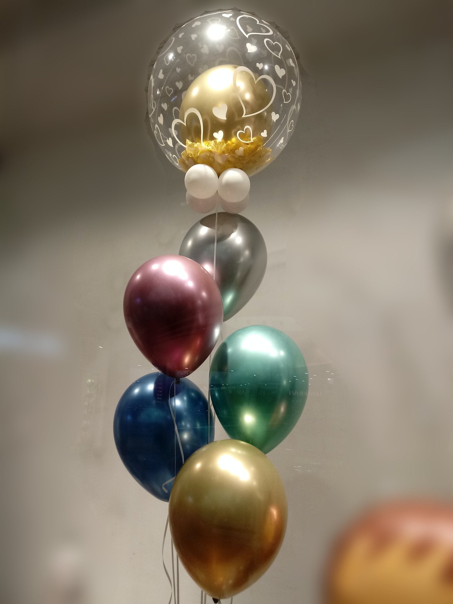 Ramo de globos Boda burbuja y cromados - Mis Globos