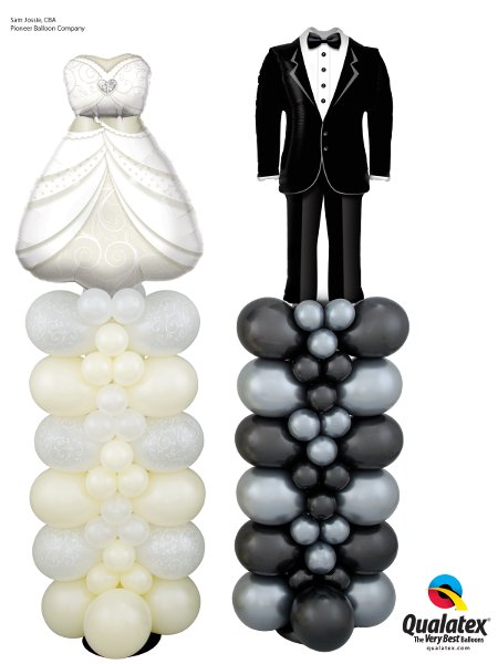 Ramo de globos Boda columna novios sencilla - Mis Globos