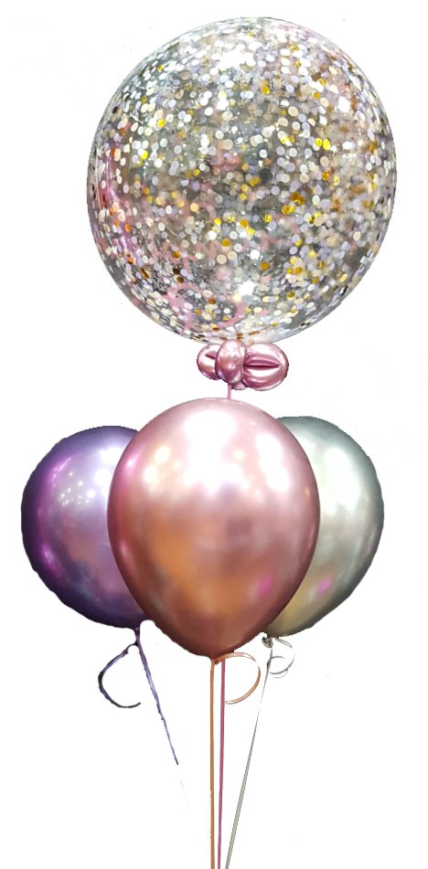 Ramo de globos Boda con burbuja de confetti - Mis Globos