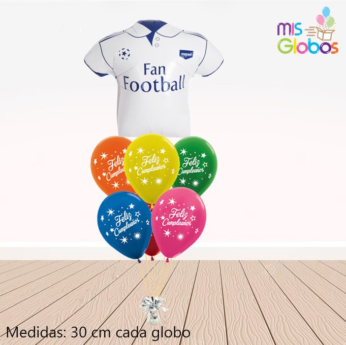 Ramo de globos Sigma Camiseta Blanca y Azul - Mis Globos