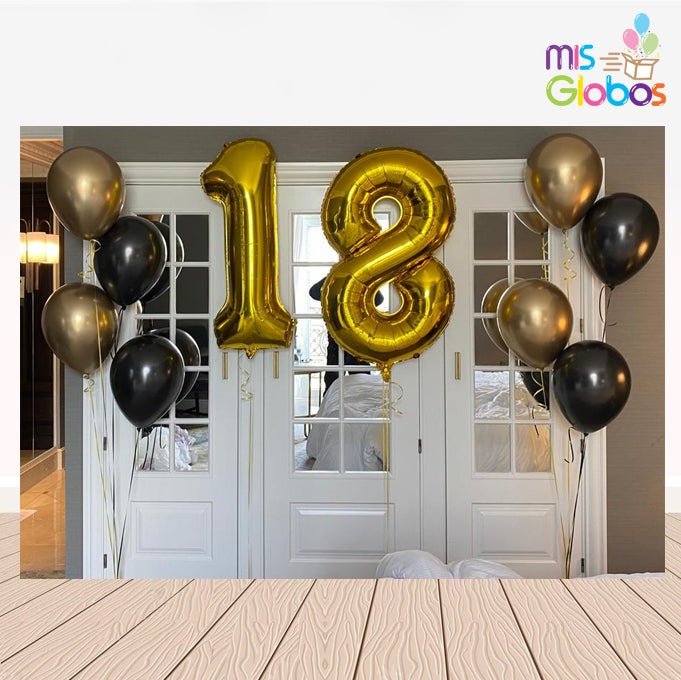 Ramo de globos doble número fantasía cromada. - Mis Globos