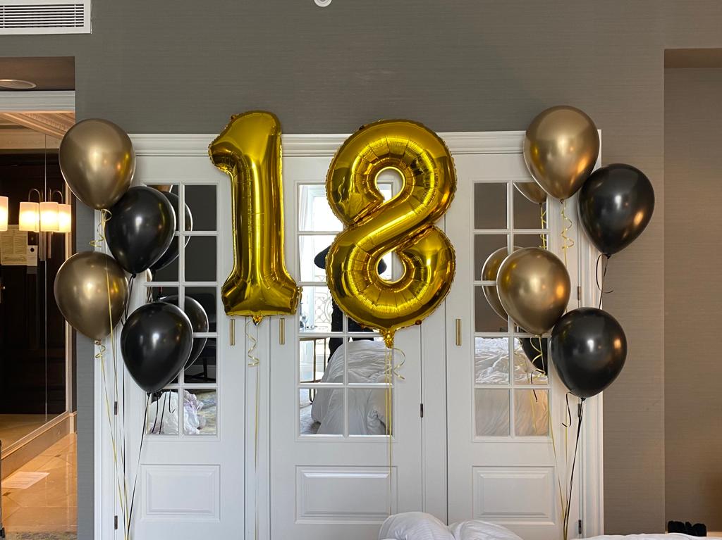 Ramo de globos doble número fantasía cromada. - Mis Globos