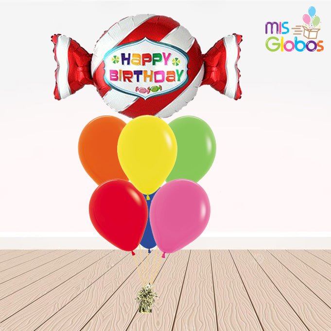Ramo de globos Sigma Happy Birthday Caramelo - Mis Globos