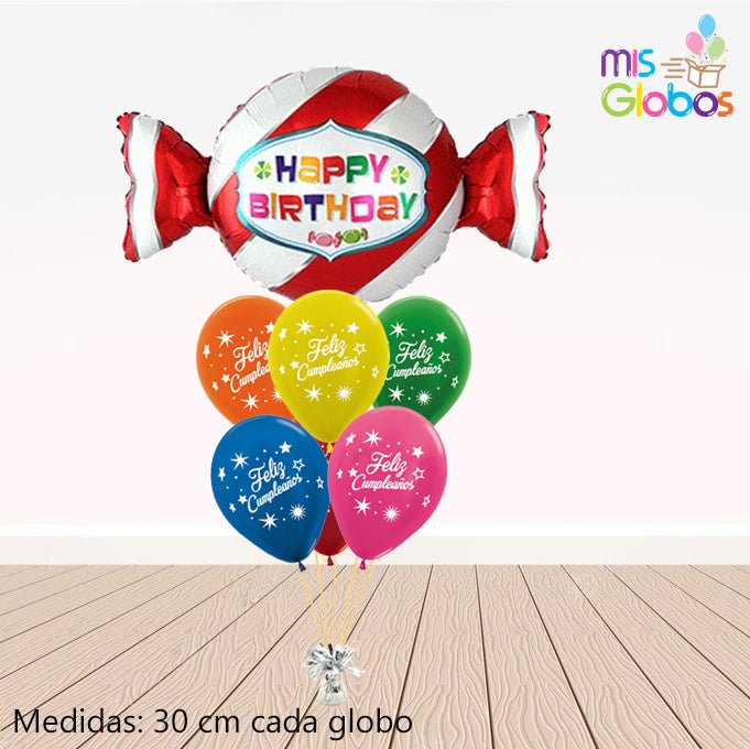 Ramo de globos Sigma Happy Birthday Caramelo - Mis Globos