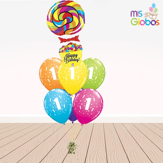 Ramo de globos Sigma Happy Birthday Piruleta - Mis Globos