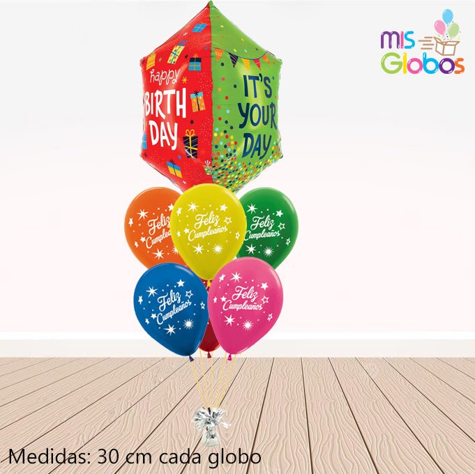 Ramo de globos Sigma Happy Birthday Tridimensional - Mis Globos