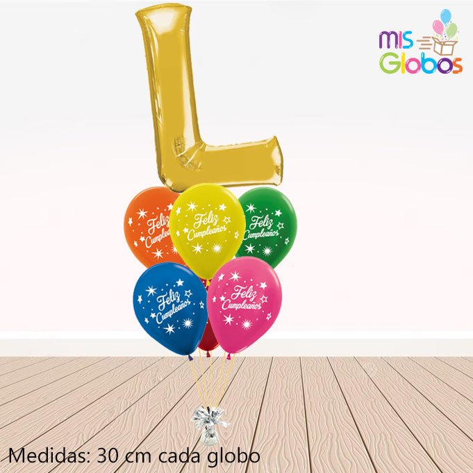 Ramo de globos Sigma Inicial Oro - Mis Globos