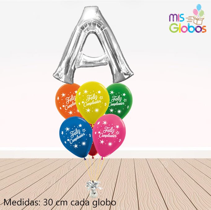 Ramo de globos Sigma Inicial Plata - Mis Globos