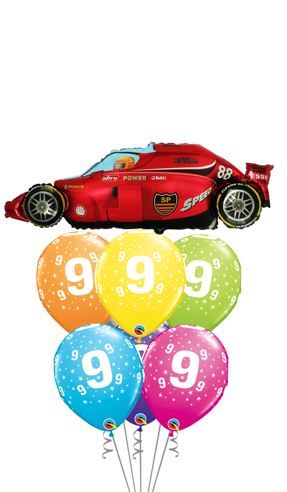 Ramo de globos Sigma Coche de carreras cumpleaños - Mis Globos