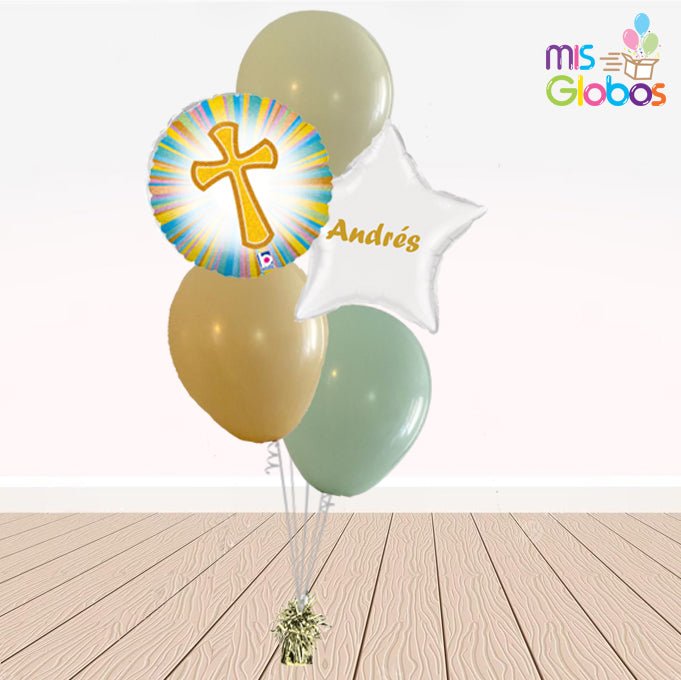 Ramo en escalera Bautizo pastel - Mis Globos