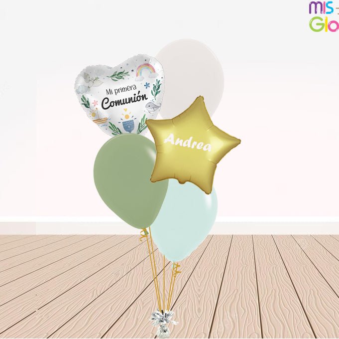 Ramo en escalera comunión pastel - Mis Globos