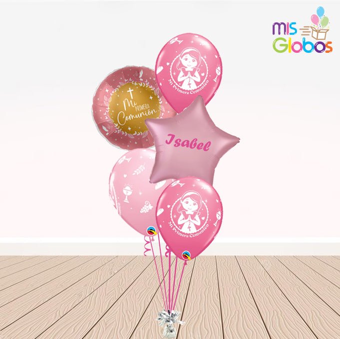 Ramo en escalera comunión rosa - Mis Globos