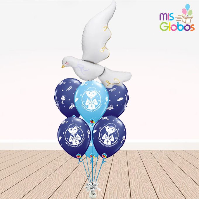 Ramo Especial Paloma Comunión azul - Mis Globos