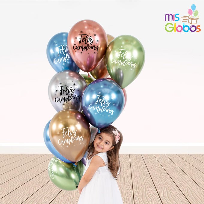 Ramo Feliz Cumpleaños Cromados - Mis Globos