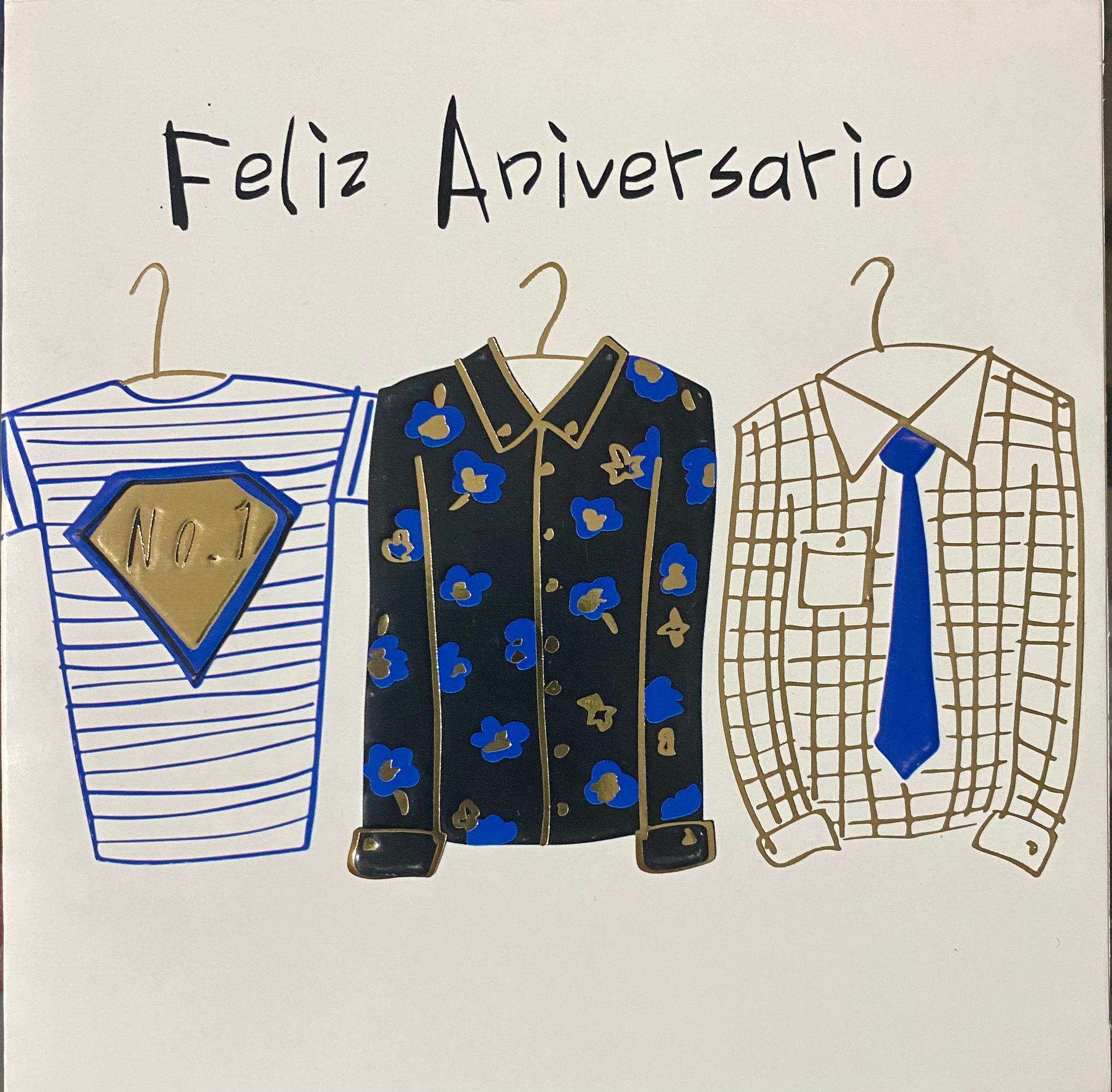 Tarjeta Feliz Aniversario trajes - Mis Globos