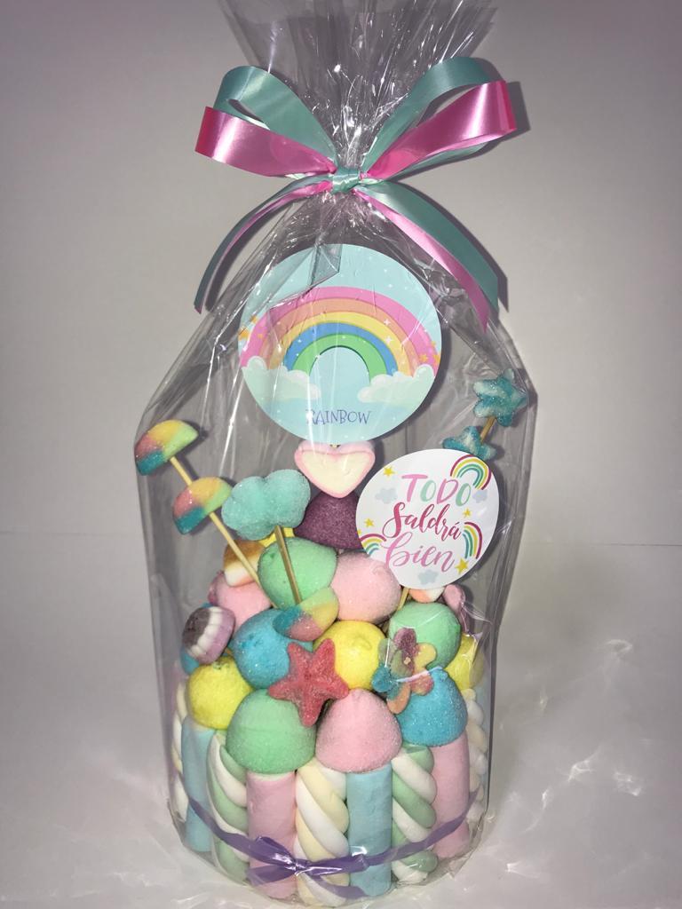 Tarta de chuches Arcoíris - Mis Globos