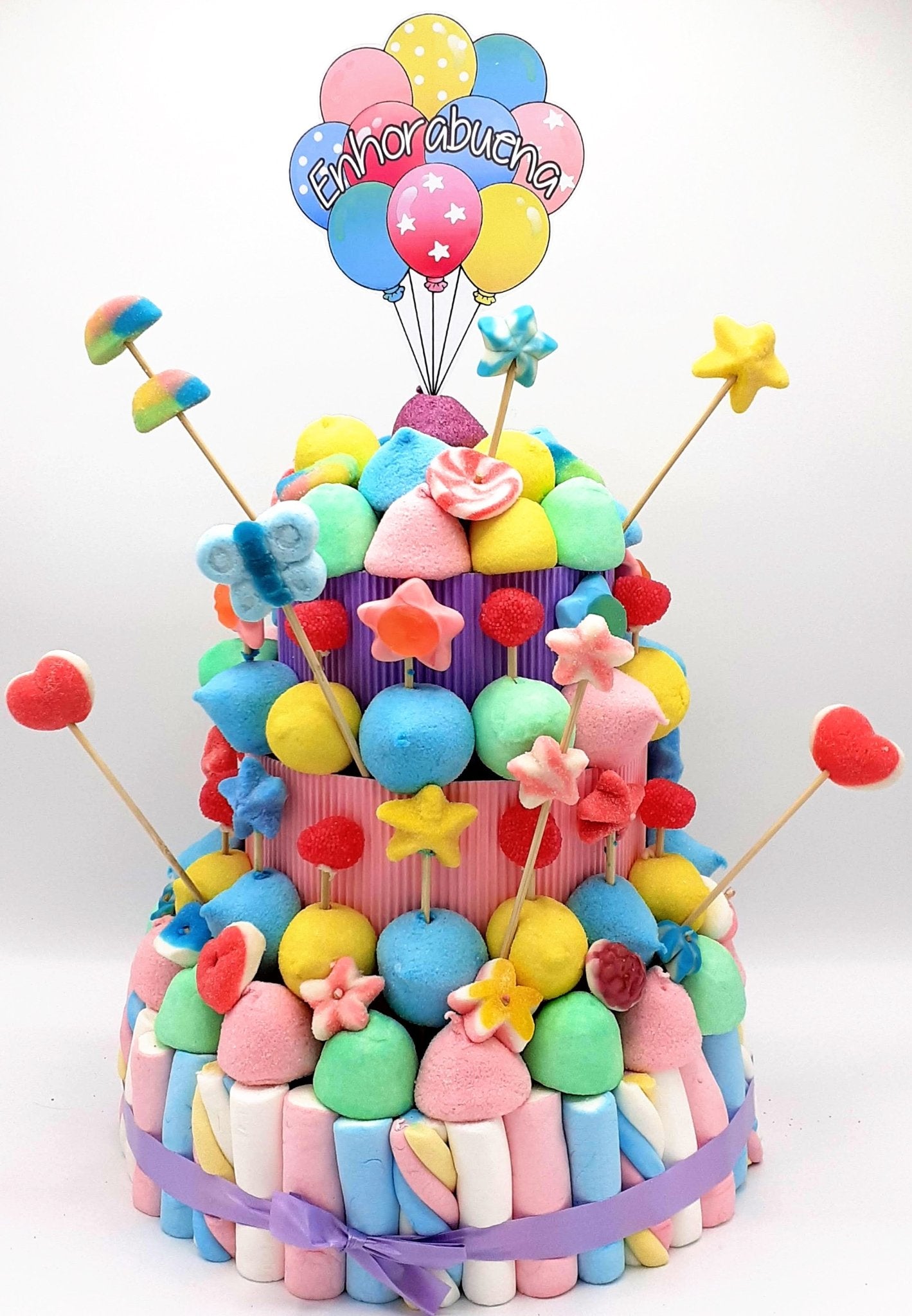 Tarta de chuches Colores Pastel - Mis Globos
