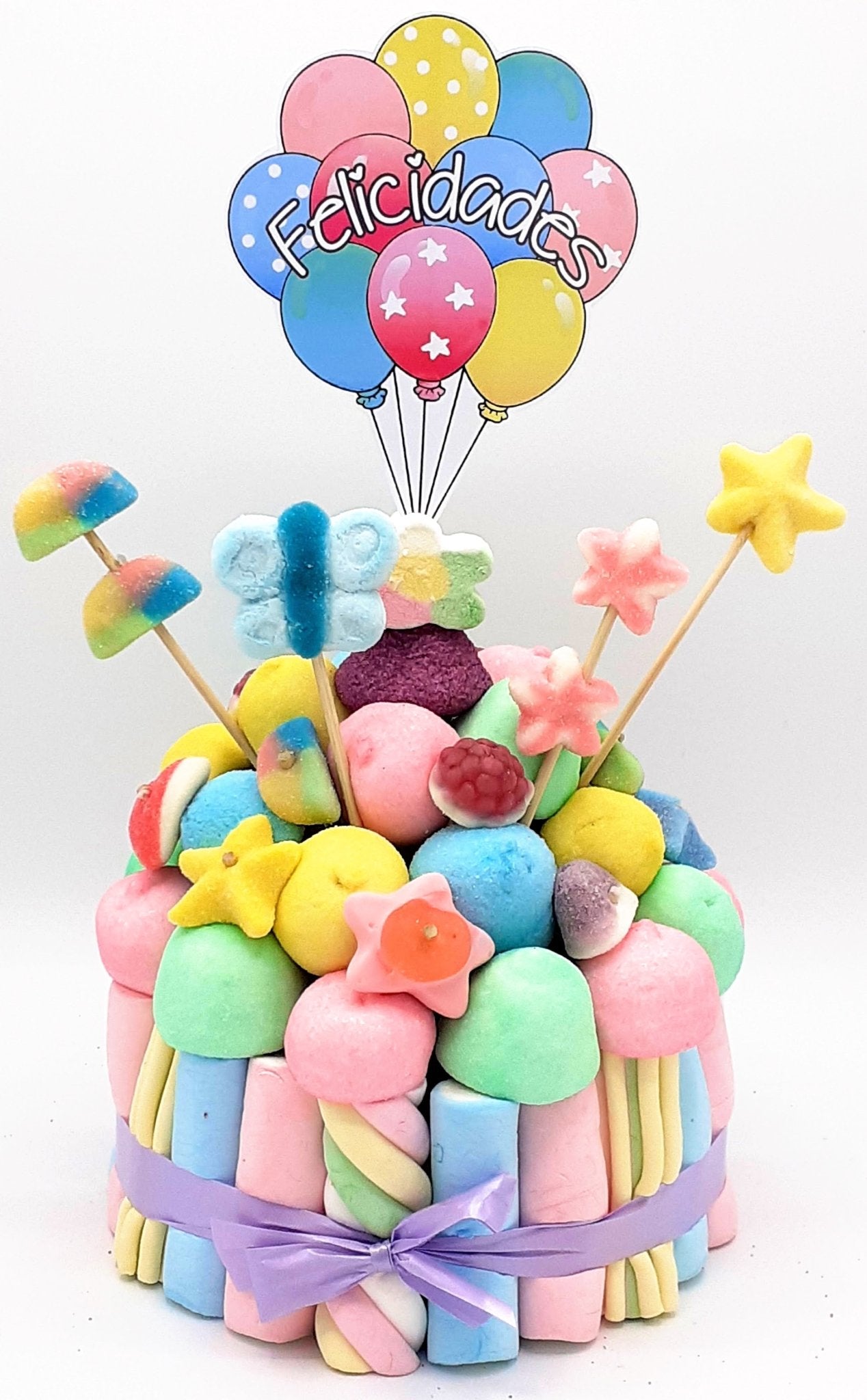 Tarta de chuches Colores Pastel - Mis Globos