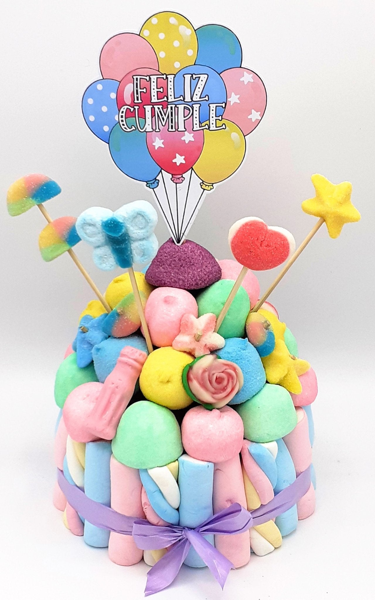 Tarta de chuches Colores Pastel - Mis Globos