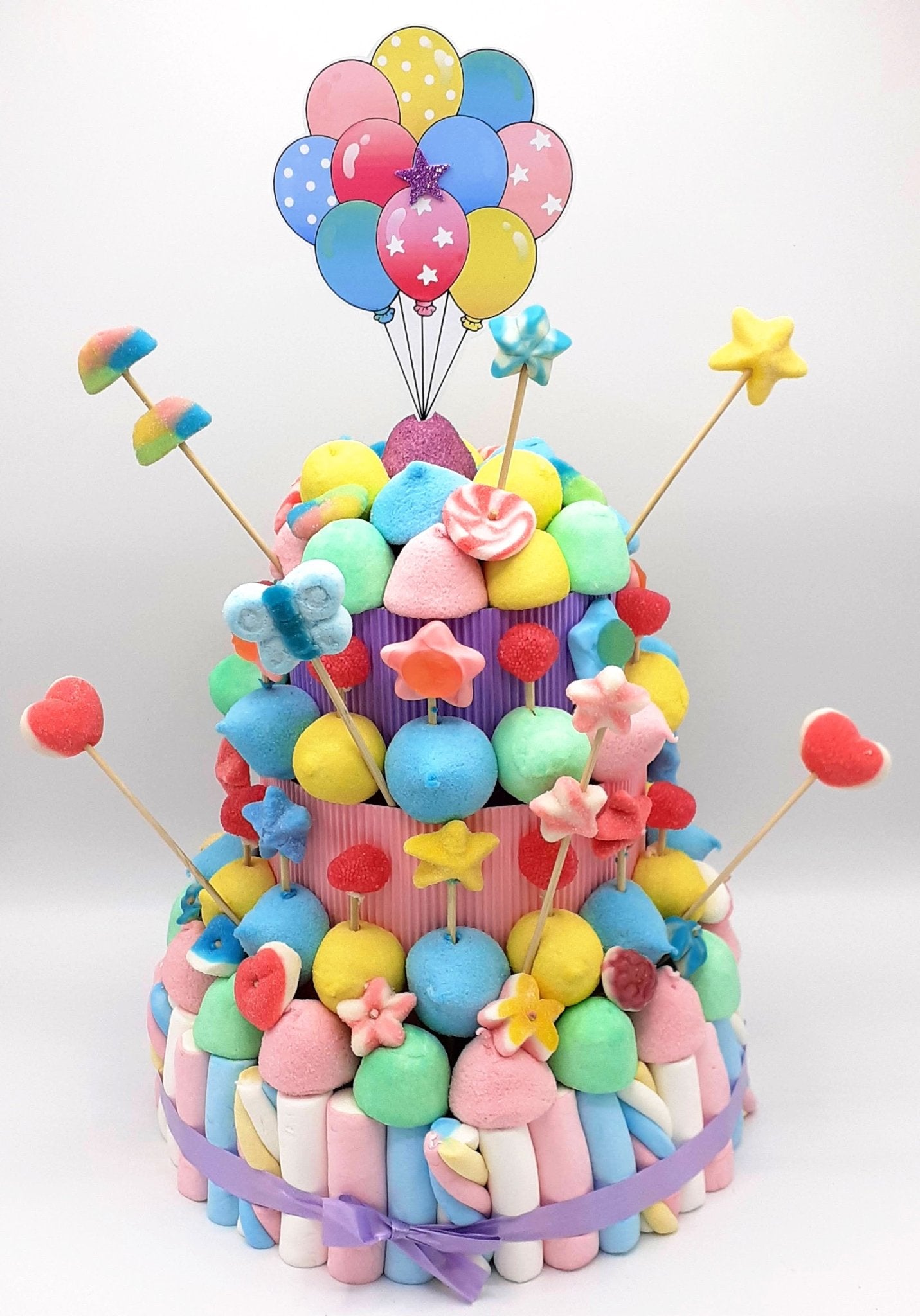 Tarta de chuches Colores Pastel - Mis Globos