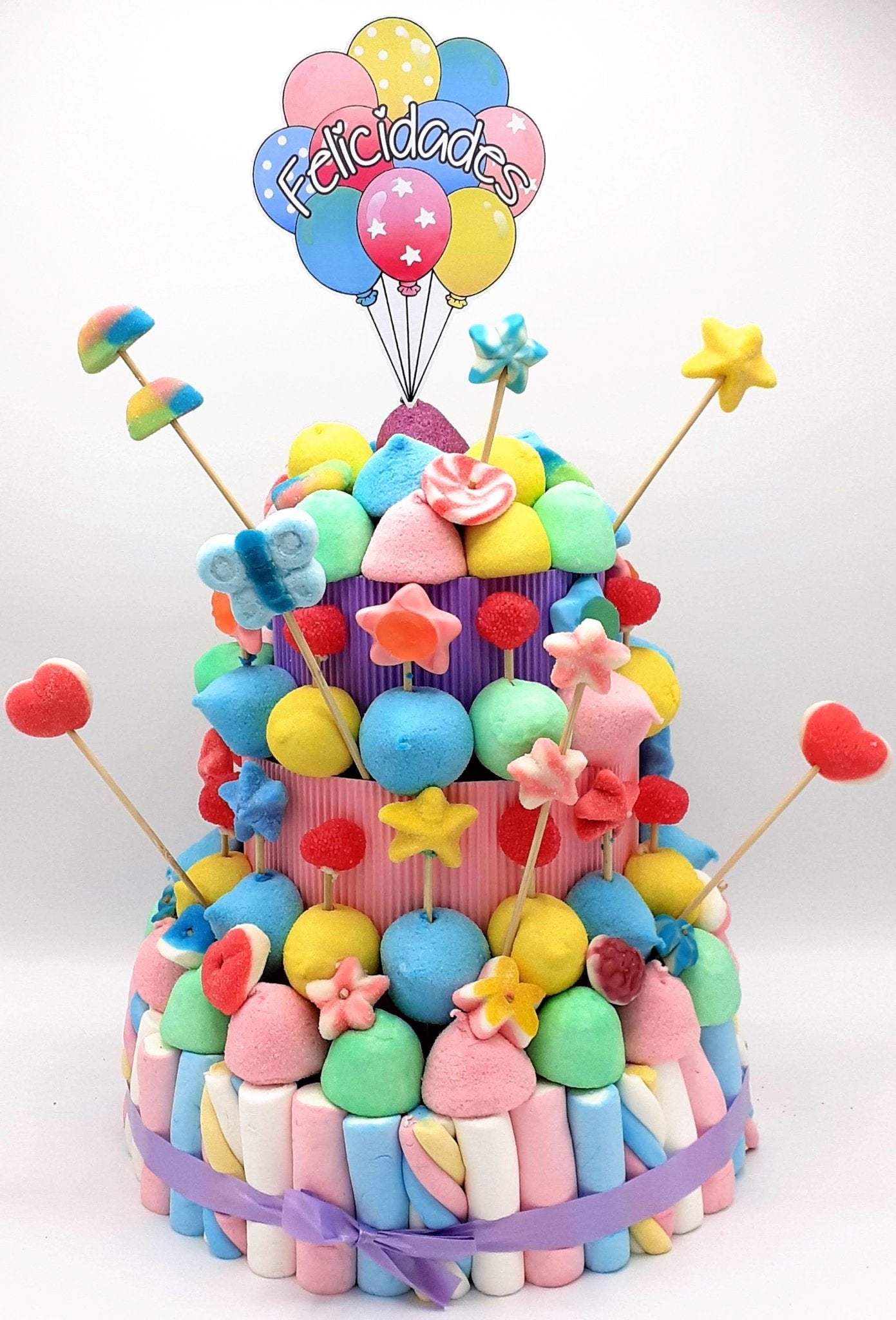 Tarta de chuches Colores Pastel - Mis Globos