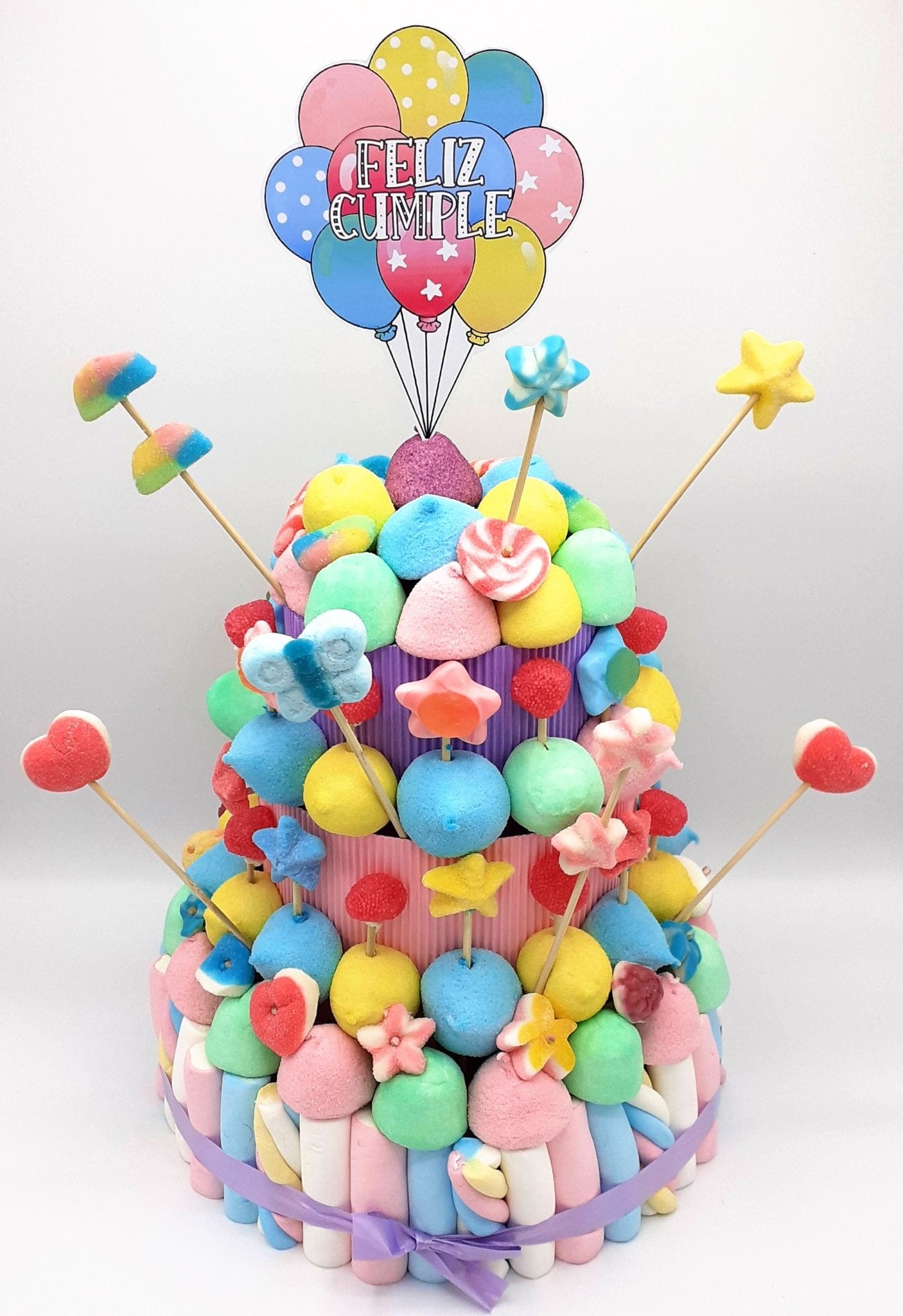 Tarta de chuches Colores Pastel - Mis Globos