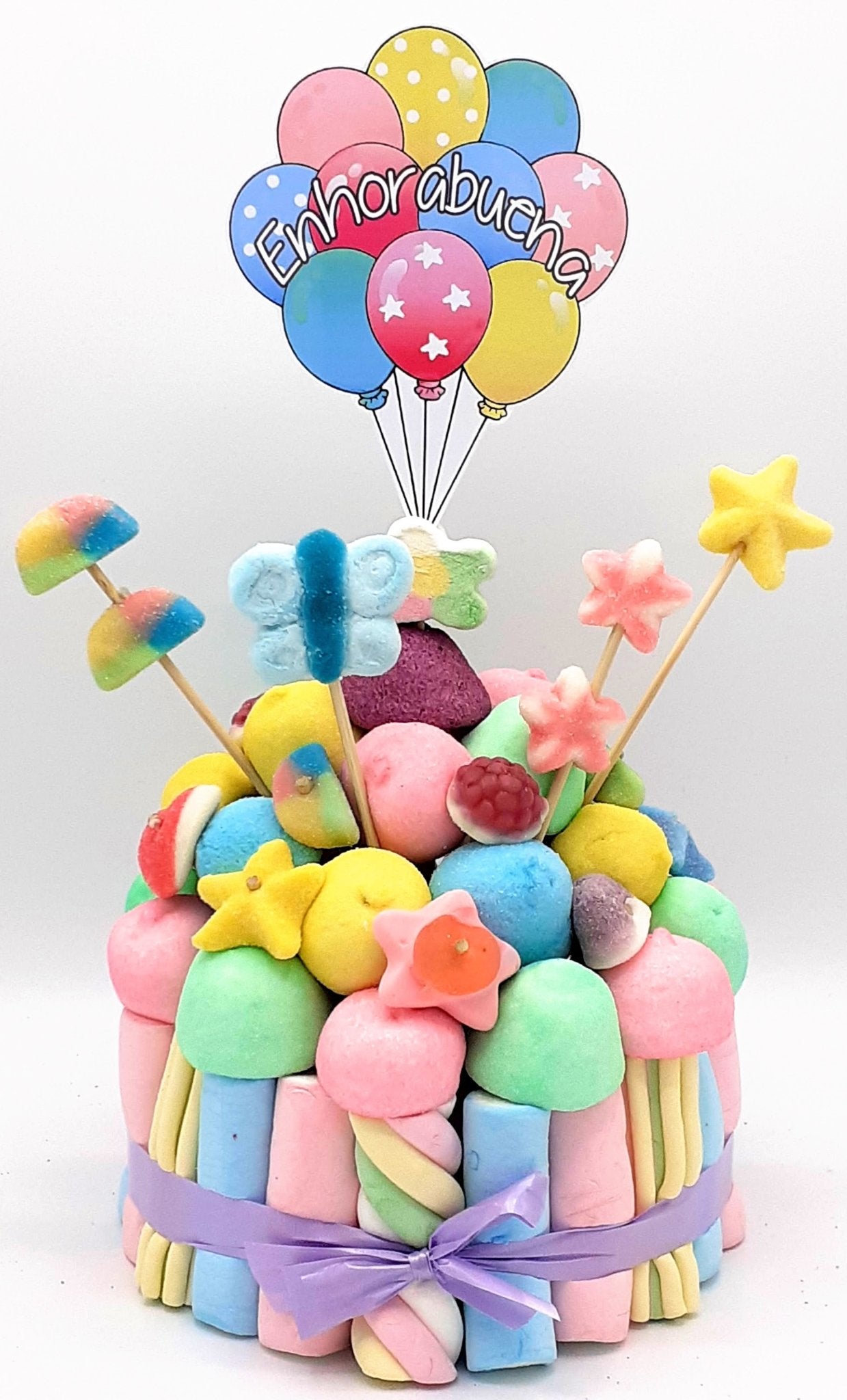 Tarta de chuches Colores Pastel - Mis Globos