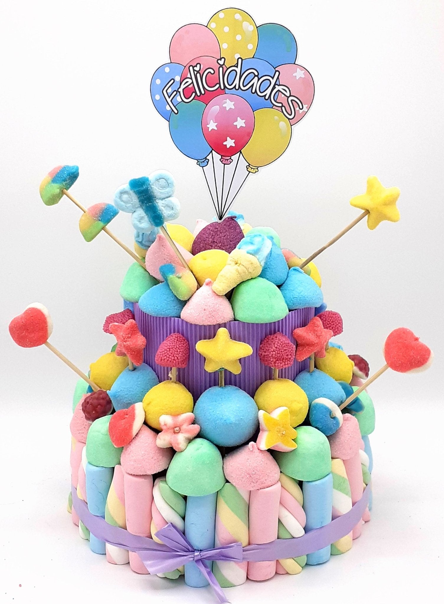 Tarta de chuches Colores Pastel - Mis Globos