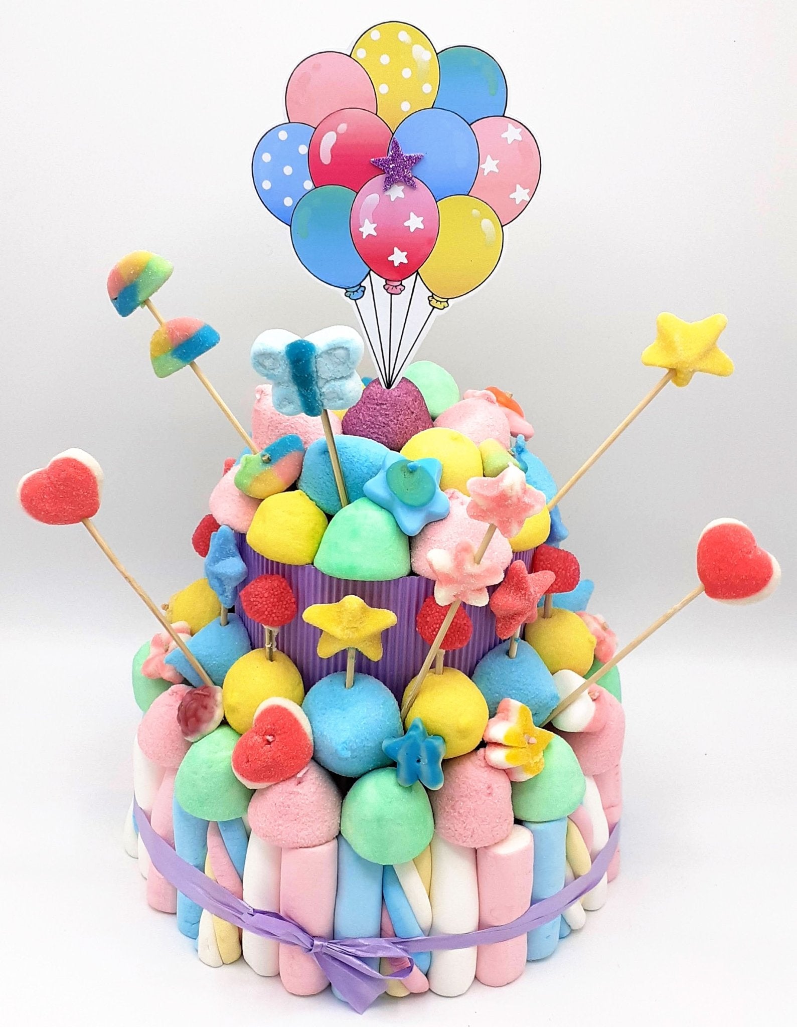 Tarta de chuches Colores Pastel - Mis Globos