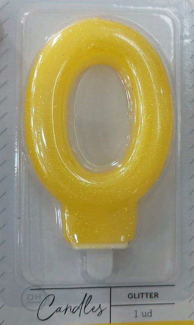 Vela 0 glitter amarillo
