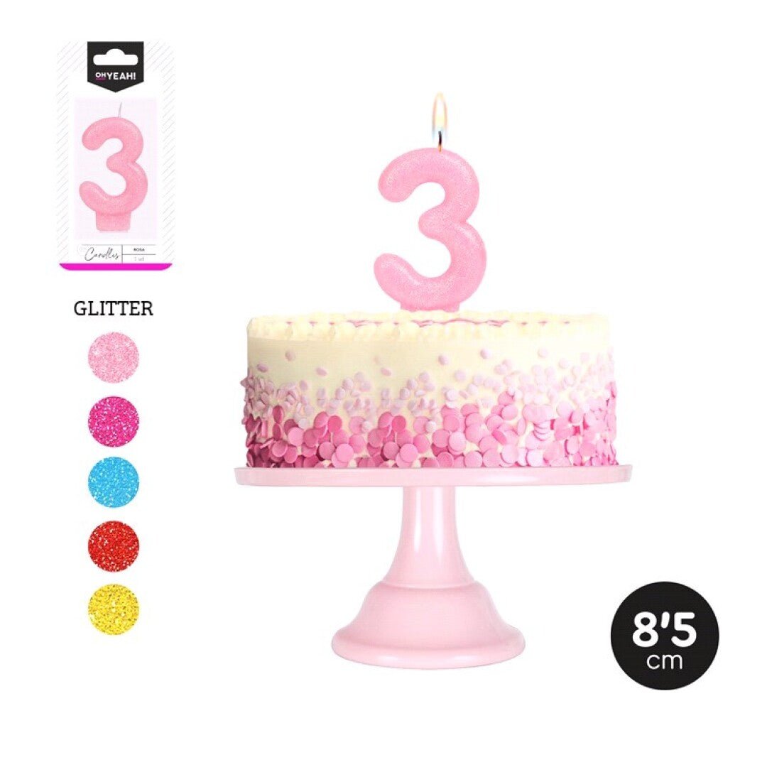 Vela Número Glitter Colores surtidos - Mis Globos