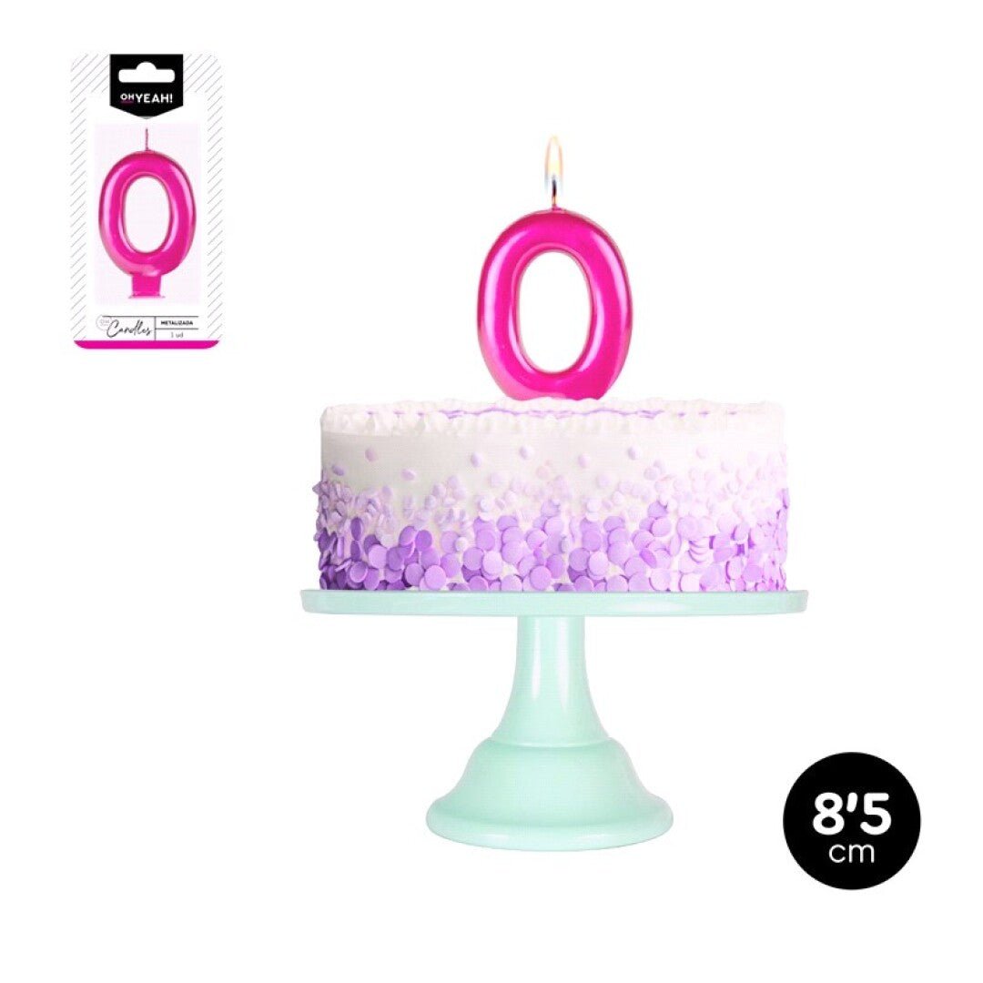 Vela Número Metalizada Fucsia - Mis Globos