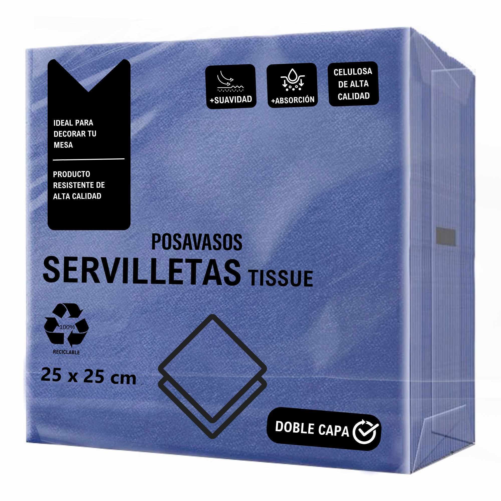 50 Servilletas azul Doble capa 25x25cm - Mis Globos