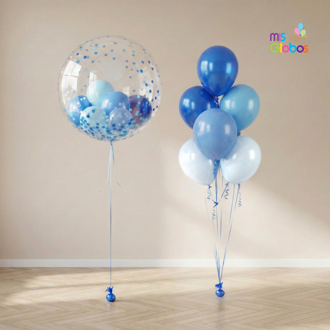 Ramo Cristal Azul / Blanco personalizado