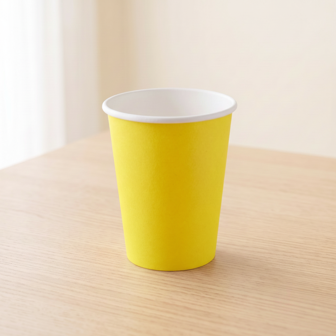 Vasos de cartón amarillo 210 ml | 8 unidades