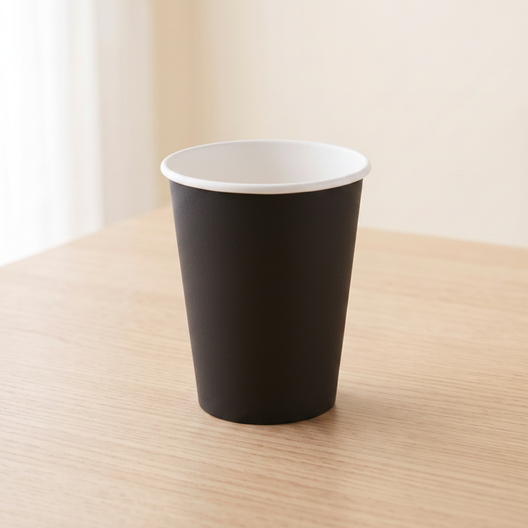 Vasos de cartón negro 210 ml | 8 unidades