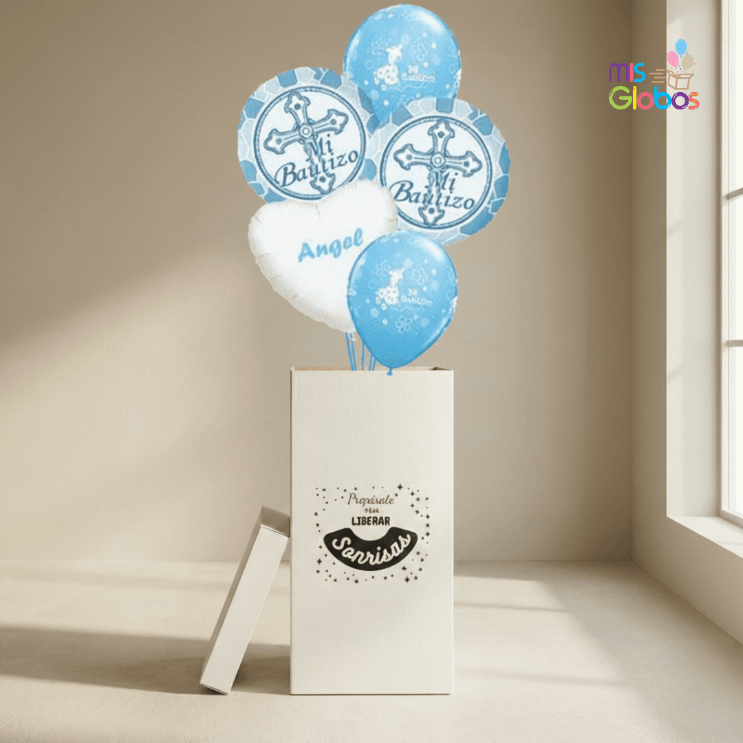 Caja GloBOOM Bautizo azul classic